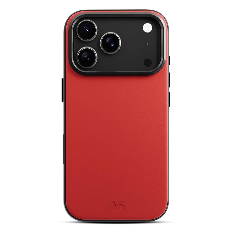 Daily Objects Leatherite Case for iPhone 17 Pro Compatible with MagSafe Wireless Charging | Crimson-Grey Hybrid Magnetic Back Cover - Image 1