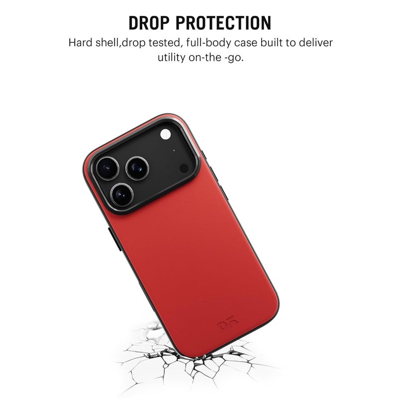 Daily Objects Leatherite Case for iPhone 17 Pro Compatible with MagSafe Wireless Charging | Crimson-Grey Hybrid Magnetic Back Cover - Image 4