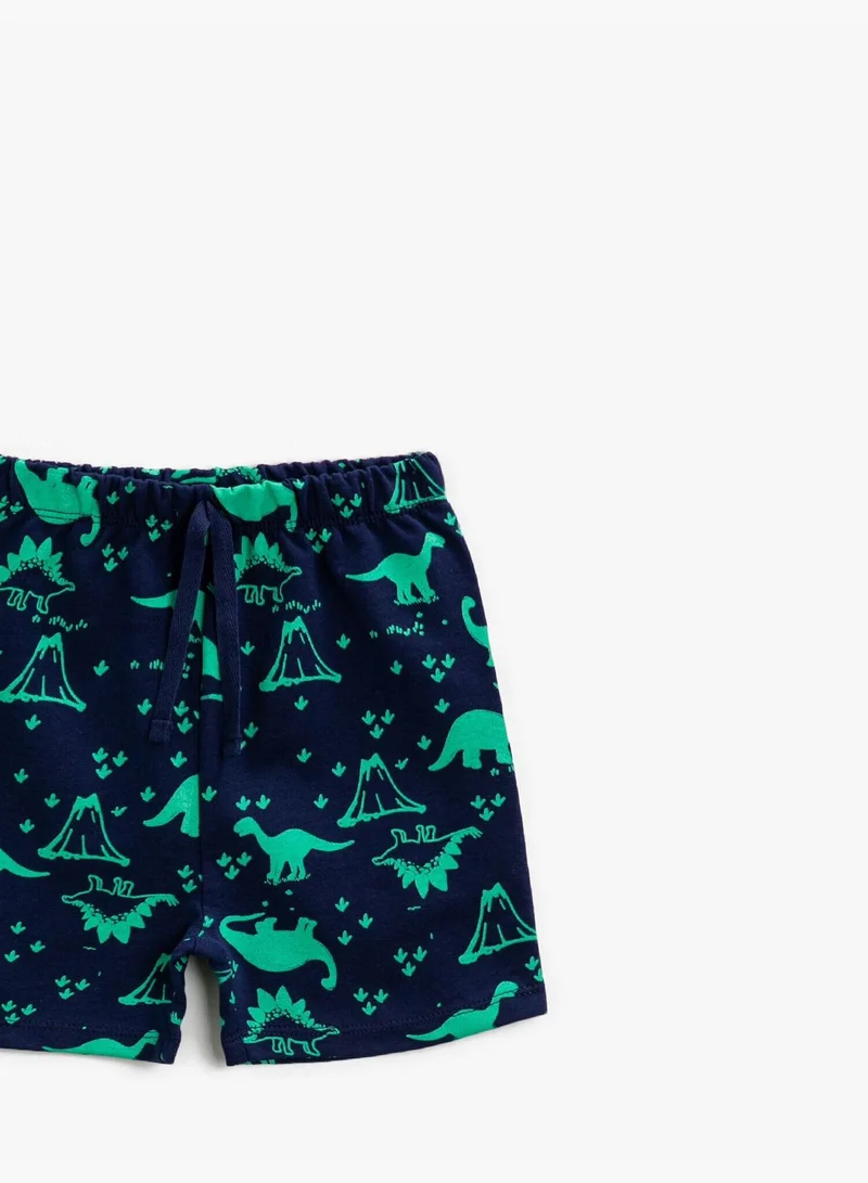 KOTON Printed Shorts Cotton Drawstring