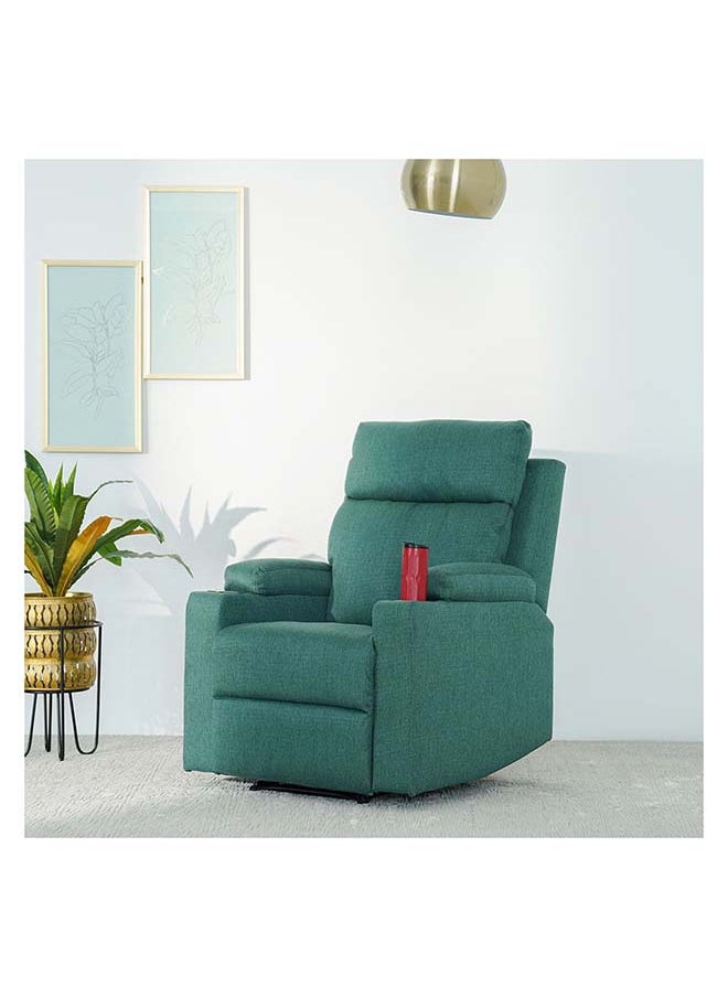 DANUBE HOME Danube Home Taylor 1 Seater Fabric Power Recliner With Massage Options & Cup Holder Modern Design One Seat Relaxing Chair Comfortable Living Room Furniture L 77 x W 84 x H 104 cm Green  - Image 1