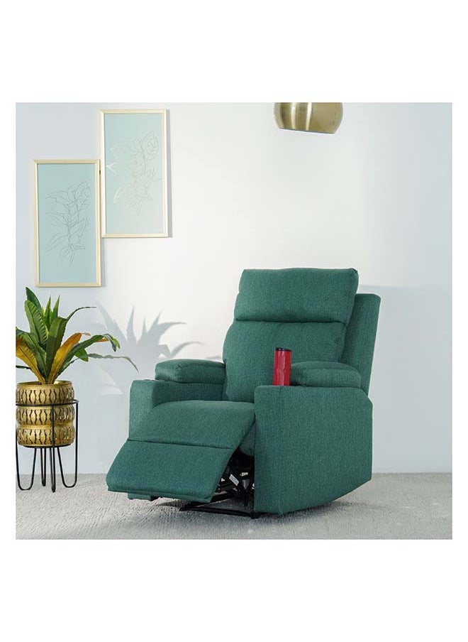 DANUBE HOME Danube Home Taylor 1 Seater Fabric Power Recliner With Massage Options & Cup Holder Modern Design One Seat Relaxing Chair Comfortable Living Room Furniture L 77 x W 84 x H 104 cm Green  - Image 2