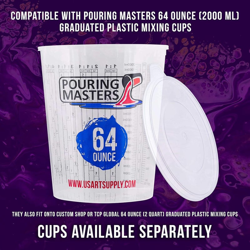 Pouring Masters علبة أغطية أكواب الخلط فقط من بورش ماسترز (12 غطاء) تناسب أكواب القياس البلاستيكية المتدرجة من بورش ماسترز سعة 64 أونصة (2000 مل) - غطاء ختم التخزين، غطاء، قلنسوة - لمنع الانسكابات، طلاء السيارات، الراتنج، إيبوكسي الفن - Image 4