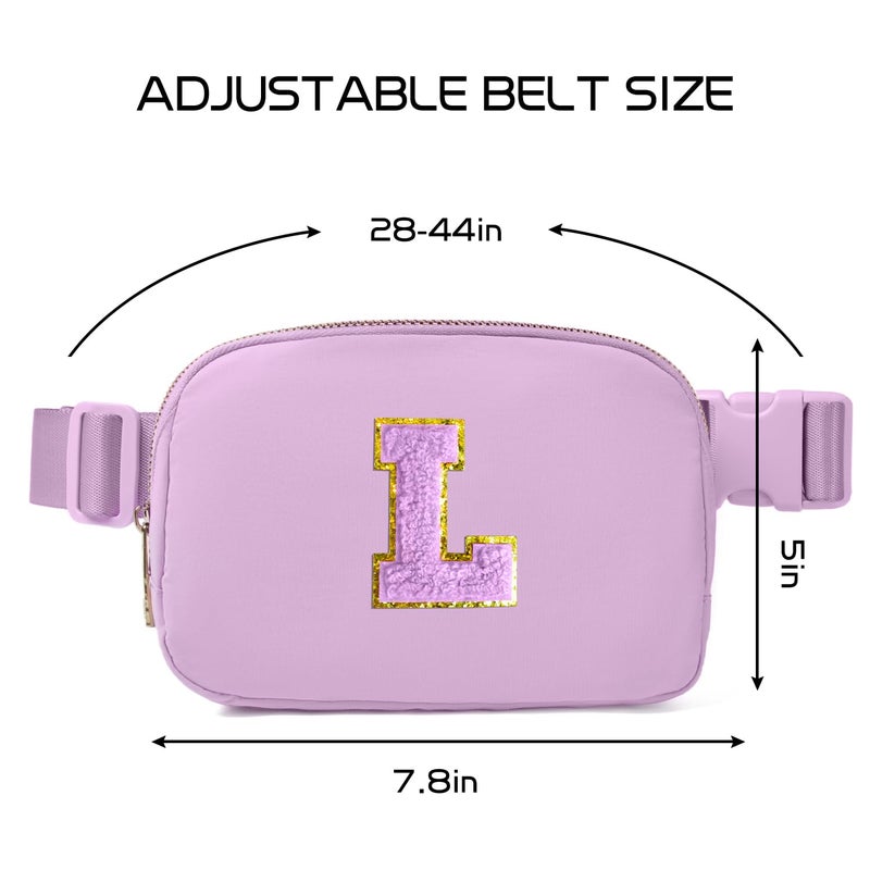 Gitus Gifts for 8 9 10 11 12 Year Old Girls Belt Bag Fanny Pack Crossbody Bags with Initial Letter Patch Cute Stuff Birthday Gifts for Teen Girls Women Personalized Trend Stuff (Lavender-L) - Image 3
