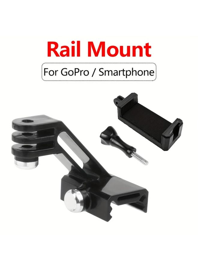 Vertical Rail Attachment With 20mm Picatinny Adapter For Action Cameras And Smartphone Clip Black - Image 1