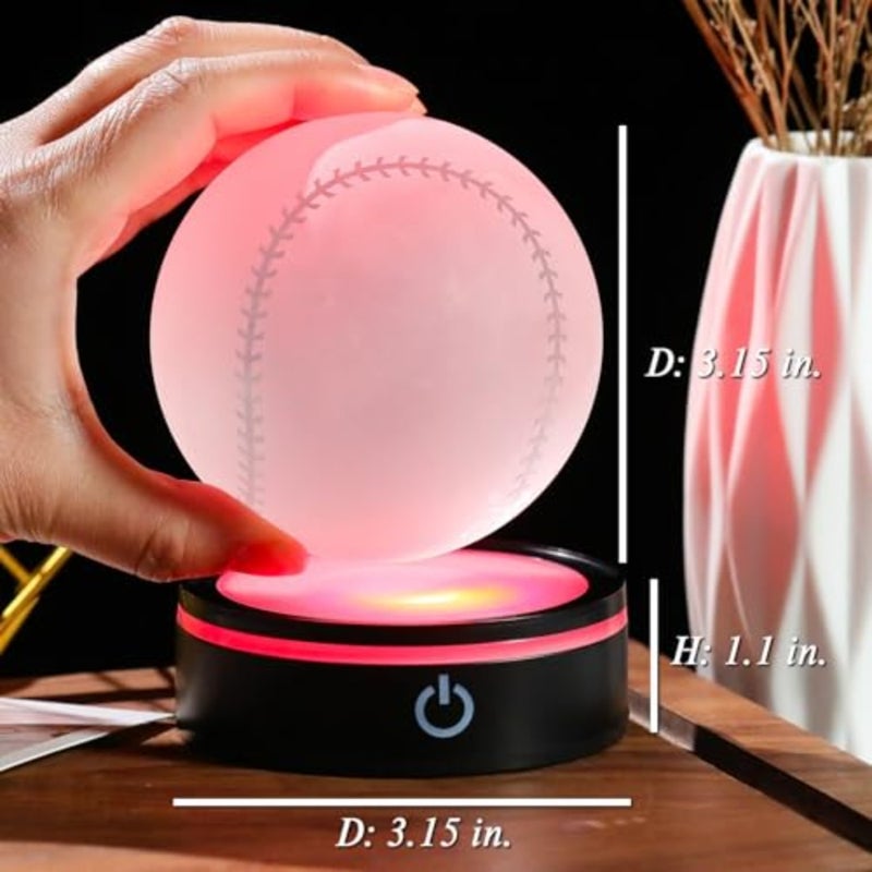 3D Crystal Gifts for Women Men, Engraved Figurine Sphere with Colorful Light Base, Birthday for Sports Lover, Glass Collection Decor 80mm - Image 3