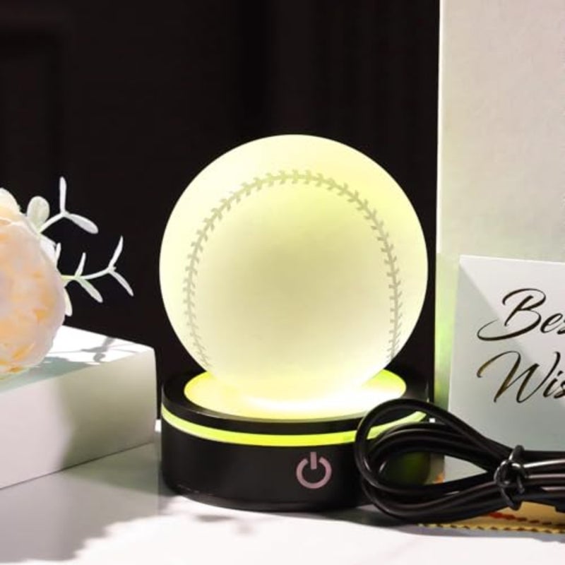3D Crystal Gifts for Women Men, Engraved Figurine Sphere with Colorful Light Base, Birthday for Sports Lover, Glass Collection Decor 80mm - Image 5