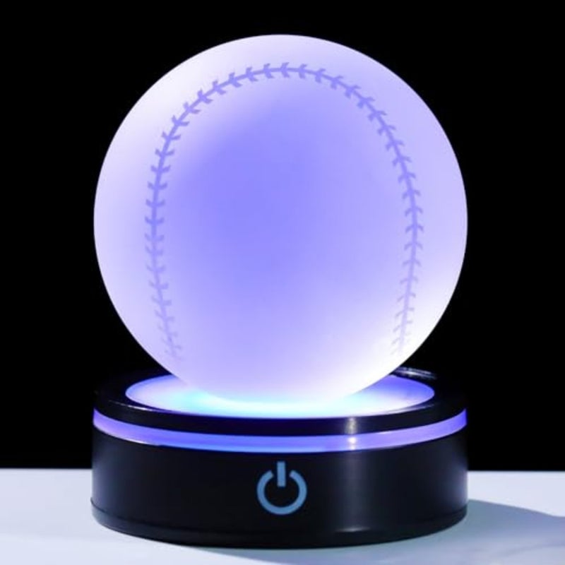3D Crystal Gifts for Women Men, Engraved Figurine Sphere with Colorful Light Base, Birthday for Sports Lover, Glass Collection Decor 80mm - Image 1