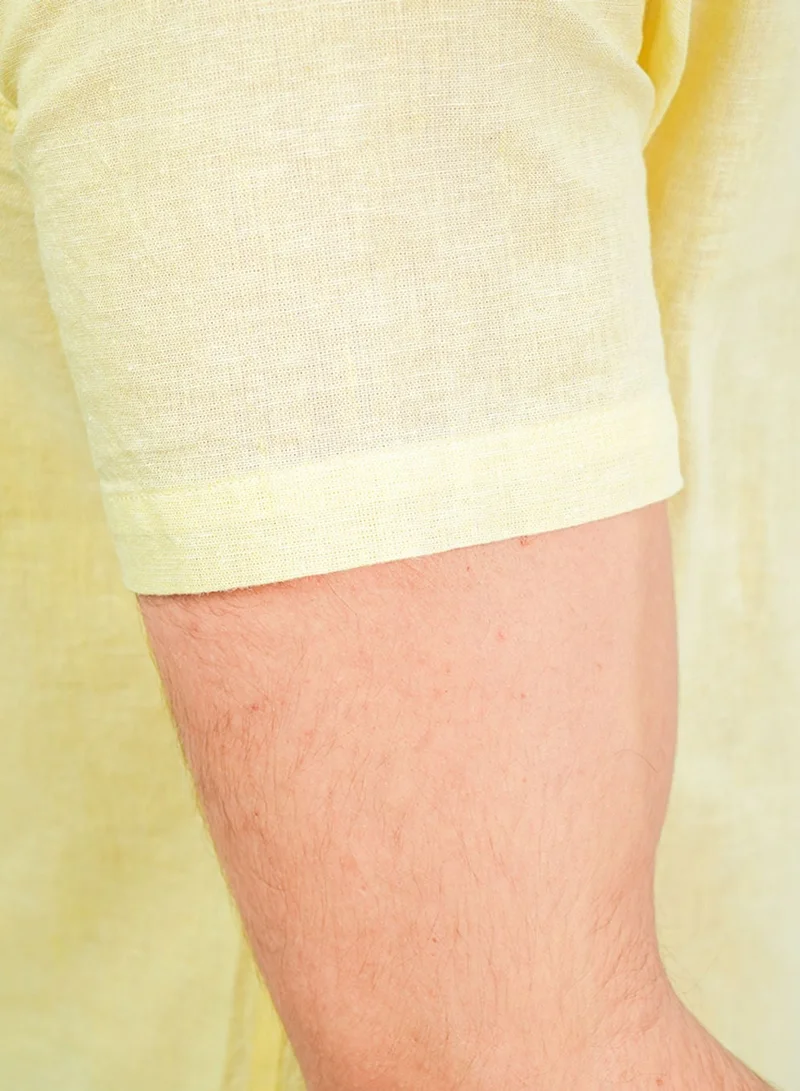 GIORDANO  Men's Slim Linen Cotton Short-Sleeve Shirt for Men | Best Price UAE