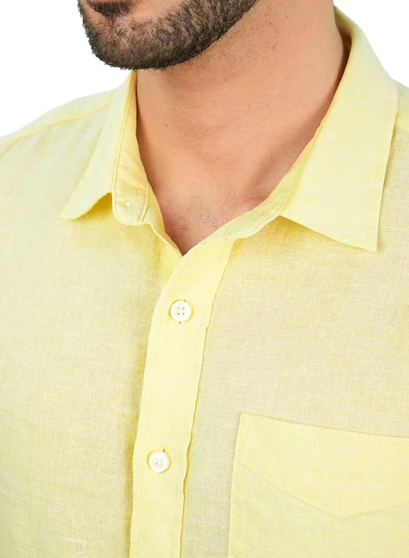 GIORDANO  Men's Slim Linen Cotton Short-Sleeve Shirt for Men | Best Price UAE