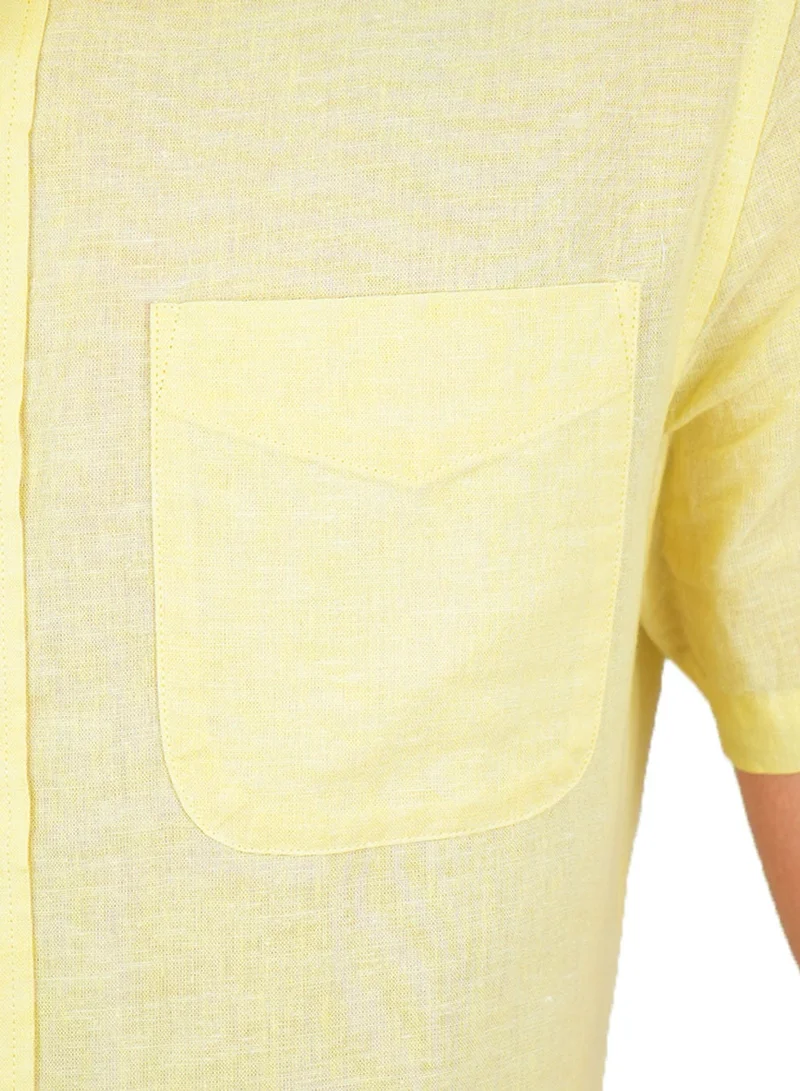 GIORDANO  Men's Slim Linen Cotton Short-Sleeve Shirt for Men | Best Price UAE