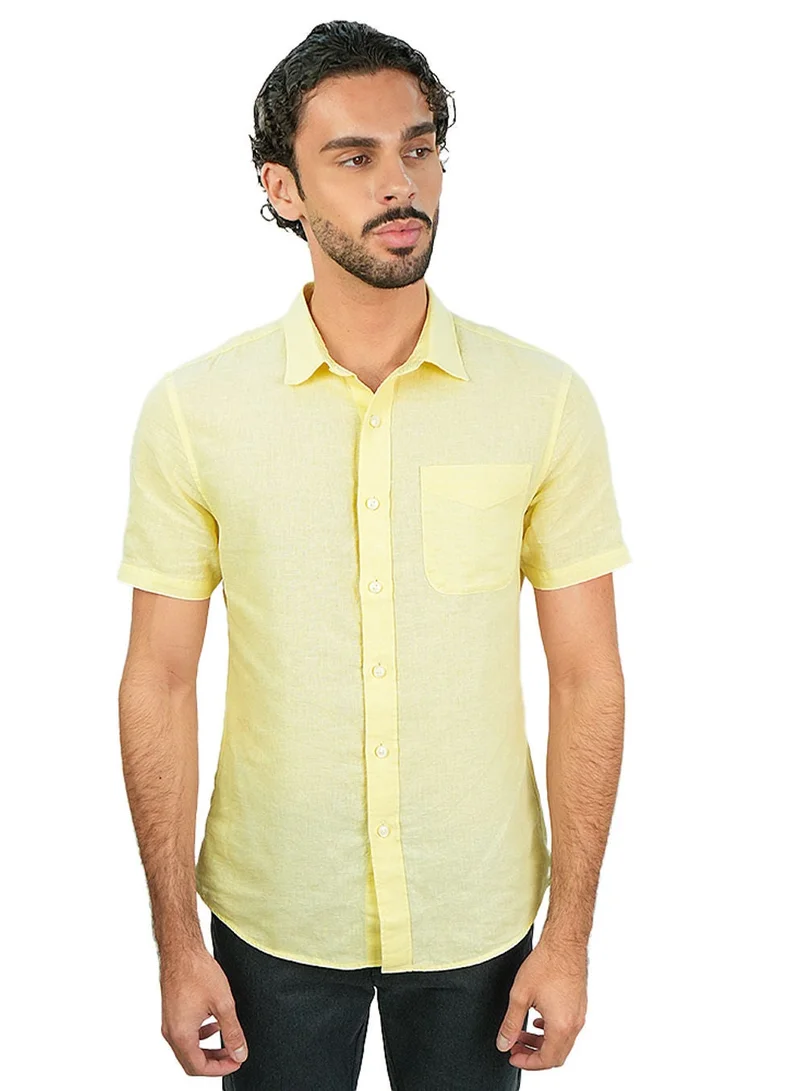 Men's Slim Linen Cotton Short-Sleeve Shirt