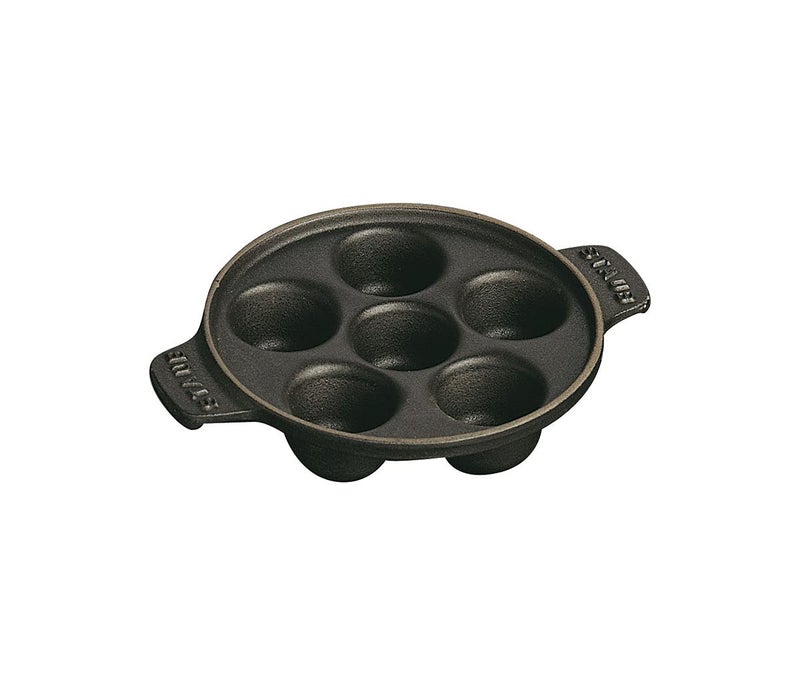 Staub Cast Iron 5.75-inch Escargot Dish with 6 holes - Matte Black, Made in France - Image 1