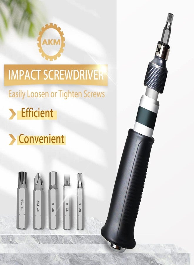 AKM Hand Manual Reversible Impact Driver Set Extractor Impact Screwdriver S2 Steel Much More Durable Disengage Rusted Fasteners or Frozen Bolts (1/4" Driver) - Image 5