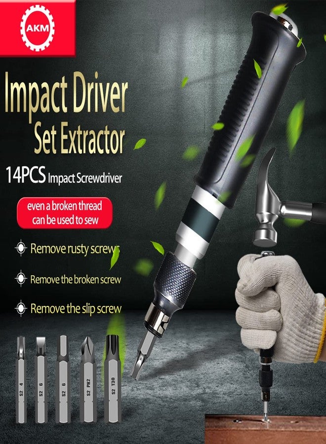 AKM Hand Manual Reversible Impact Driver Set Extractor Impact Screwdriver S2 Steel Much More Durable Disengage Rusted Fasteners or Frozen Bolts (1/4" Driver) - Image 2