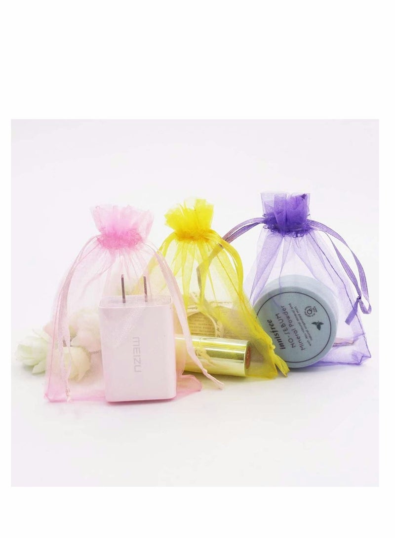 Excefore 100Pcs 10 x 15CM Mixed Color Sheer Drawstring Organza Jewelry Pouches Wedding Party Favor Gift Bags (Mixed Color) - Image 3