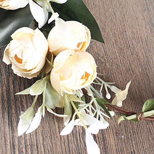 WLBON Flower Crown Headband Rose Wreath Garland Hair Bands Floral Wedding Bridal Hair Hoop Women Ladies Leaf Vine Party Decoration Headdress Headwear Christmas Handmade Headpiece Hair Accessories White - Image 5
