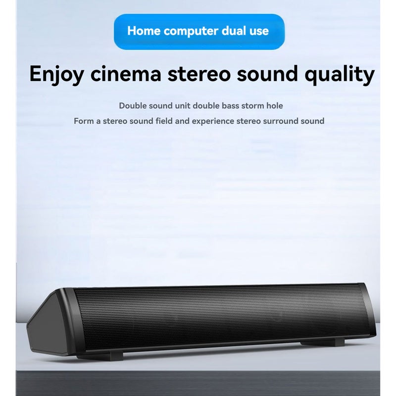 SADA V105 Speaker Bar Computer Speakers Wired Computer Sound Bar Stereo USB Powered Mini Long Soundbar Speaker with HiFi Sound Rich Bass for TV PC Cellphone Tablets Desktop Laptop - Image 5