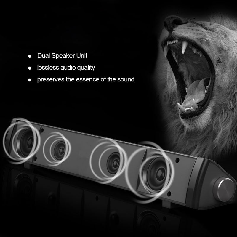 SADA V105 Speaker Bar Computer Speakers Wired Computer Sound Bar Stereo USB Powered Mini Long Soundbar Speaker with HiFi Sound Rich Bass for TV PC Cellphone Tablets Desktop Laptop - Image 4