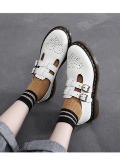 Loquat Leisure British Style Student Fashion Women's Leather Shoes White  - Image 1