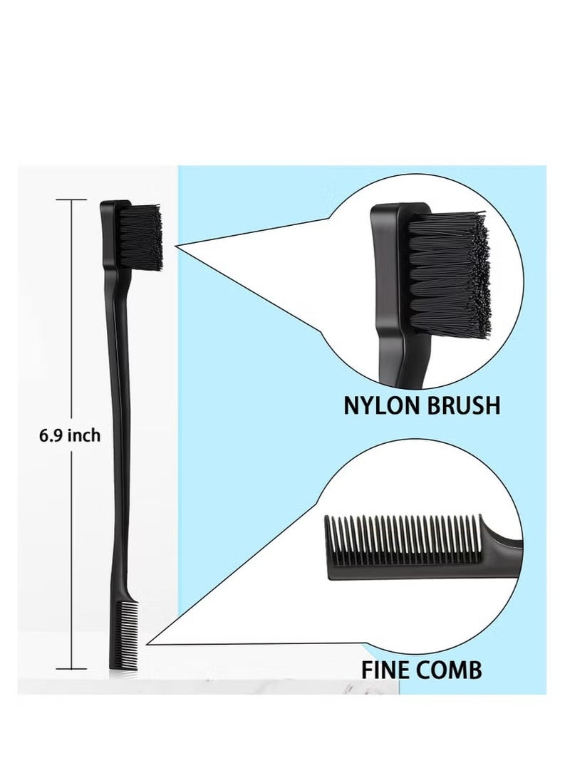 3-Piece Slick Back Hair Brush Set Hair Brush Edge Control Brush Teasing Comb Rat Tail Comb for Women Baby Kids' Hair (Black) - Image 3