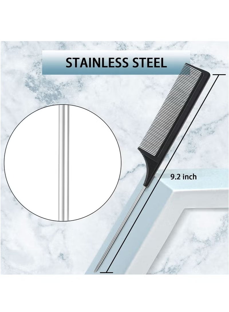 3-Piece Slick Back Hair Brush Set Hair Brush Edge Control Brush Teasing Comb Rat Tail Comb for Women Baby Kids' Hair (Black) - Image 2