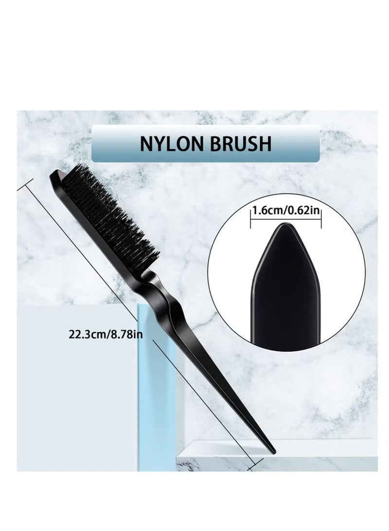 3-Piece Slick Back Hair Brush Set Hair Brush Edge Control Brush Teasing Comb Rat Tail Comb for Women Baby Kids' Hair (Black) - Image 4
