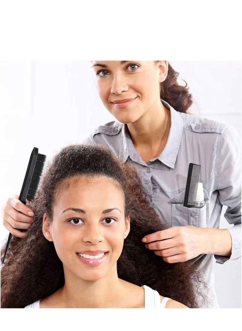 3-Piece Slick Back Hair Brush Set Hair Brush Edge Control Brush Teasing Comb Rat Tail Comb for Women Baby Kids' Hair (Black) - Image 5