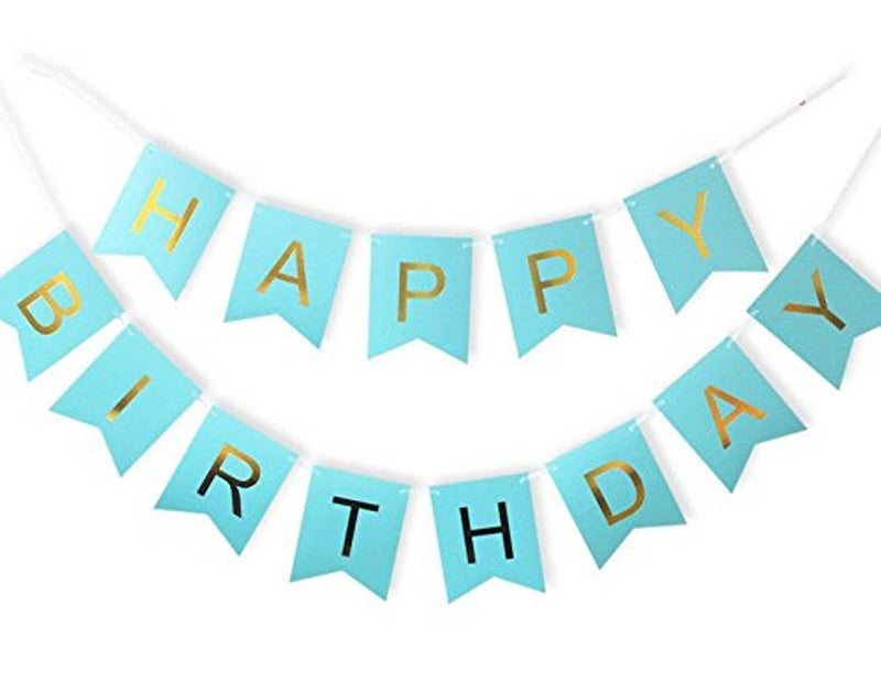 Theme My Party Theme My Party Happy Birthday Bunting Flags Green Banner and Tissue Paper Pom Poms Flowers Garland Birthday Party Decorations (Green)  - Image 2