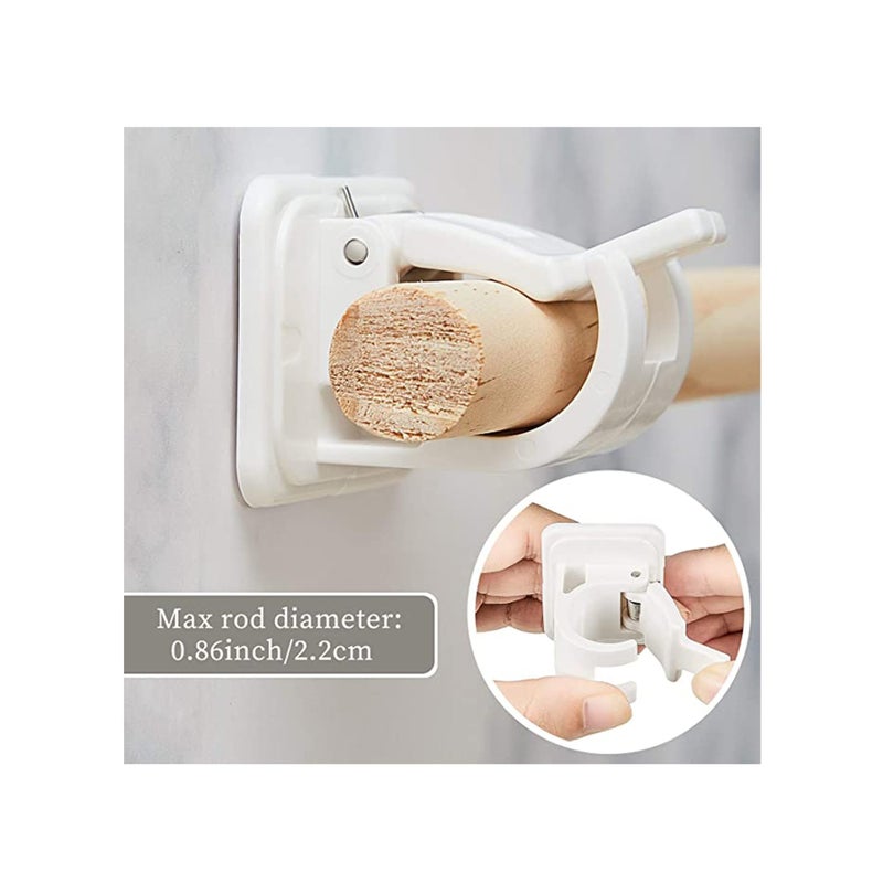 SOLARAE 8 Pieces Self Adhesive Curtain Rod Bracket Drapery Hook Holders Fixing Rod Holder Curtain Pole Wall Brackets Towel Rod Hooks for Home Bathroom and Hotel Use - Image 2