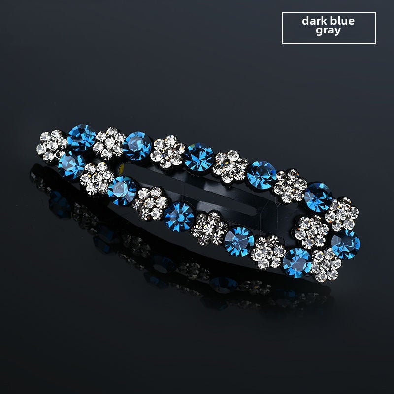 Generic Korean Chic Rhinestone Bangs Clip Hair AccessoryBB-ink blue gray half Oval BB-ink blue gray half Oval