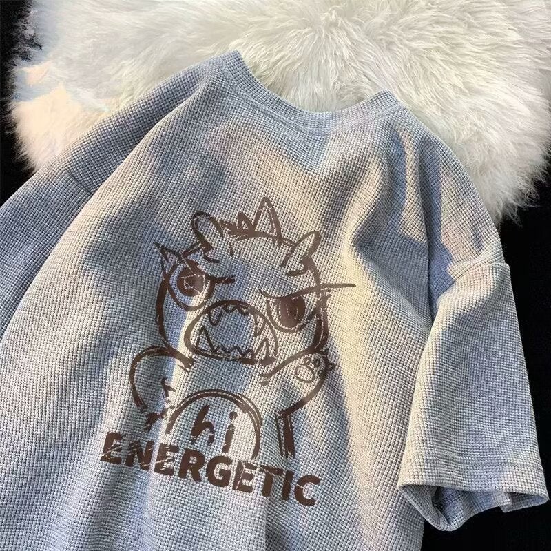 Waffle-Patterned Summer White Short-Sleeve T-Shirt For Men, Loose Fit, Breathable And Antibacterial - Image 3