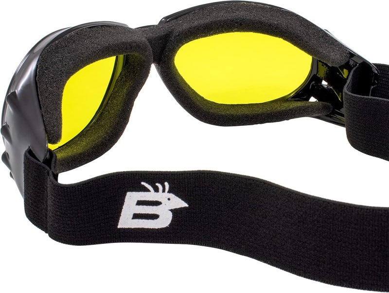 Birdz Eyewear Eagle Motorcycle Goggles - Black Frame with Yellow Lens - Image 5