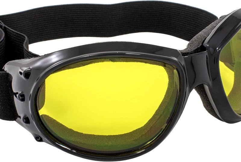 Birdz Eyewear Eagle Motorcycle Goggles - Black Frame with Yellow Lens - Image 4