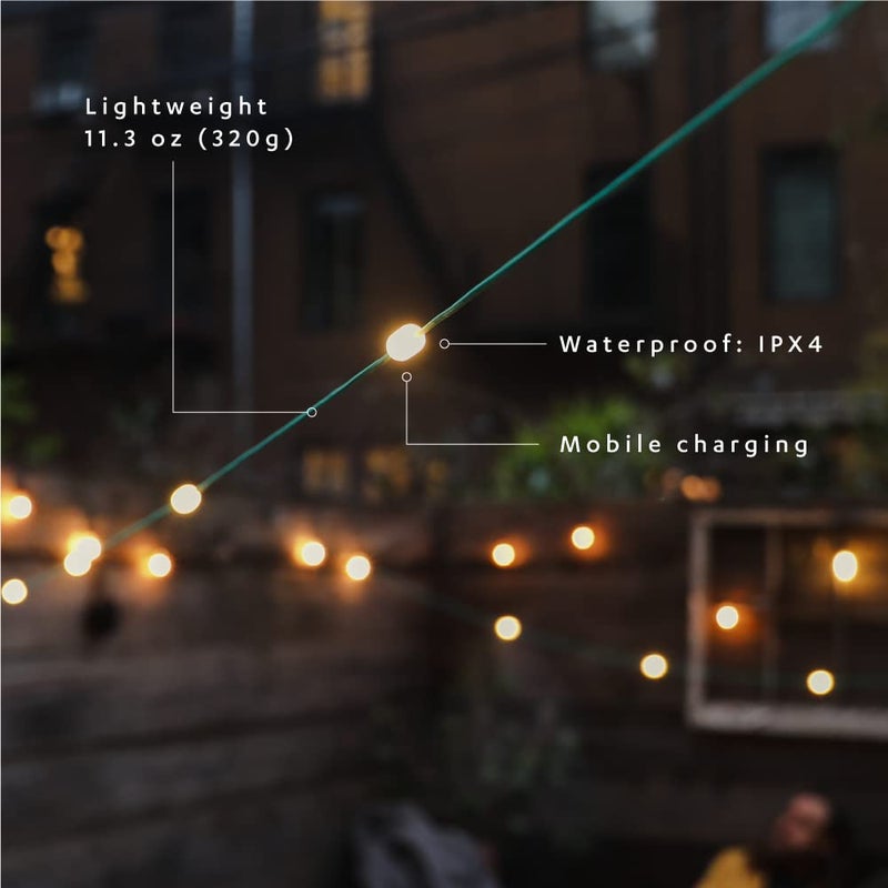 MPOWERD Luci Solar String Lights + Phone Charger: White 18' Rechargeable via Solar or USB-A, 100 Lumens LEDs, Lasts Up to 20 Hours, Waterproof, Camping, Backyard, and Travel - Image 4