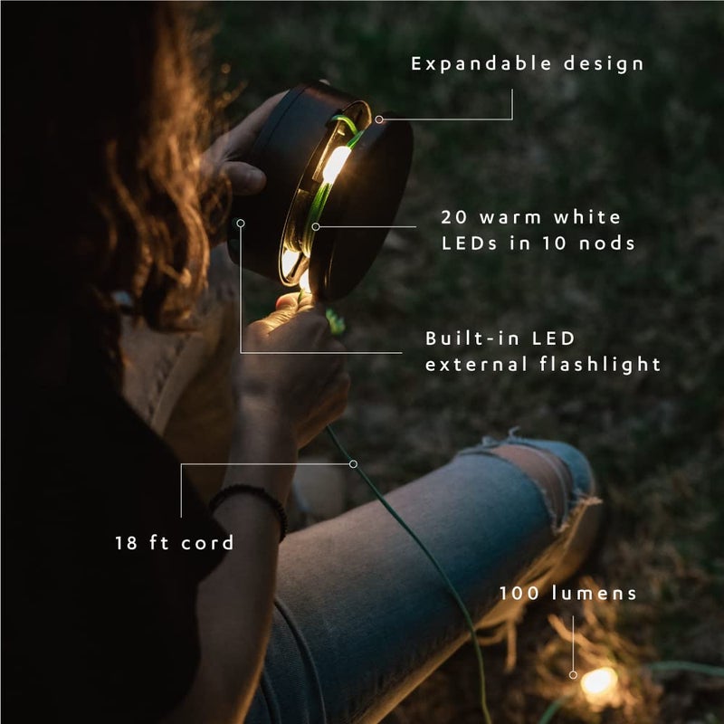 MPOWERD Luci Solar String Lights + Phone Charger: White 18' Rechargeable via Solar or USB-A, 100 Lumens LEDs, Lasts Up to 20 Hours, Waterproof, Camping, Backyard, and Travel - Image 2