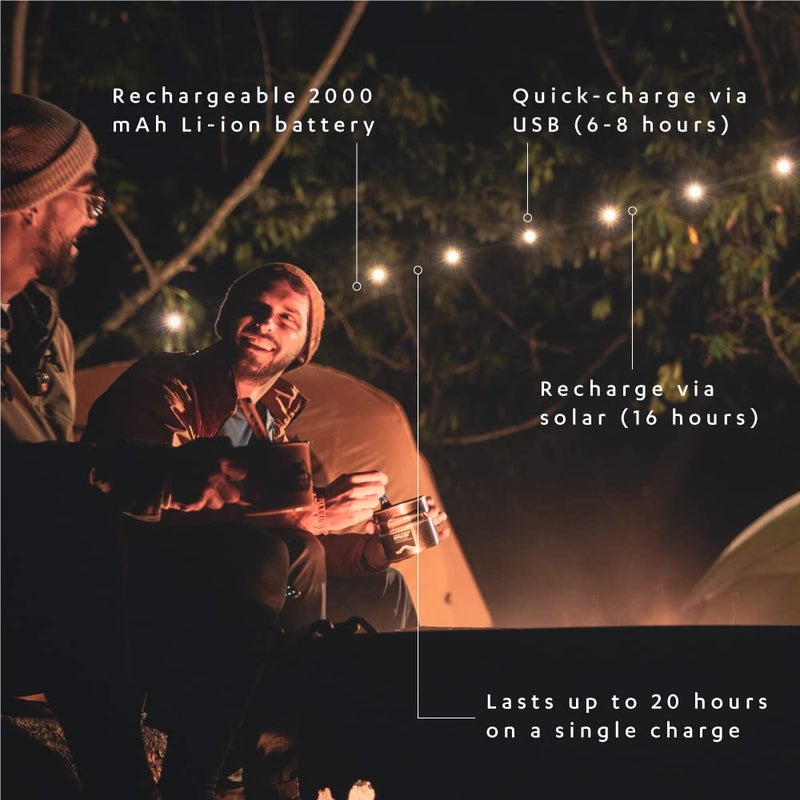 MPOWERD Luci Solar String Lights + Phone Charger: White 18' Rechargeable via Solar or USB-A, 100 Lumens LEDs, Lasts Up to 20 Hours, Waterproof, Camping, Backyard, and Travel - Image 3