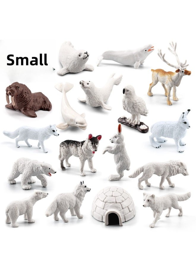 Simulation Mini Polar Animal Model Suit Solid Small Size Polar Fox Polar Bear White Fox Seal-Color:Bl-10002 Polar Animals 18-piece Set 152g  - Image 3