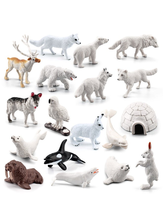 Simulation Mini Polar Animal Model Suit Solid Small Size Polar Fox Polar Bear White Fox Seal-Color:Bl-10002 Polar Animals 18-piece Set 152g  - Image 2