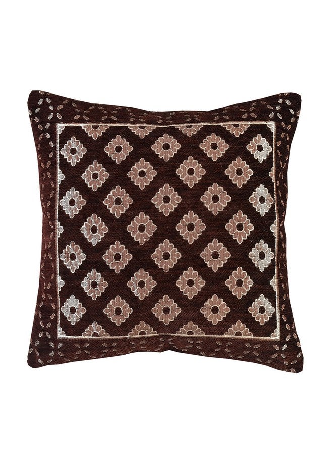 DECOMIZER Jacquard Geomteric Cushion Covers 16 Inch X 16 Inch Set Of 5 Ethnic Motifs 240 TC Cushion Covers,Design- Diamond,Color- Coffee - Image 3