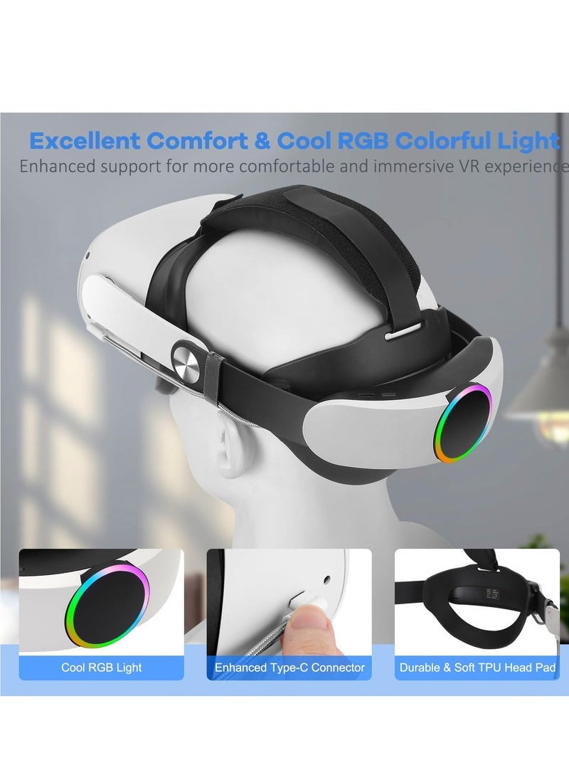 Generic Strap with Battery for Oculus Quest 3, 10000mAh Battery Pack for Extended 8 Hrs of Playtime, Fast Charging VR Power, Adjustable Elite Strap Enhanced Support and Balance in VR  - Image 3