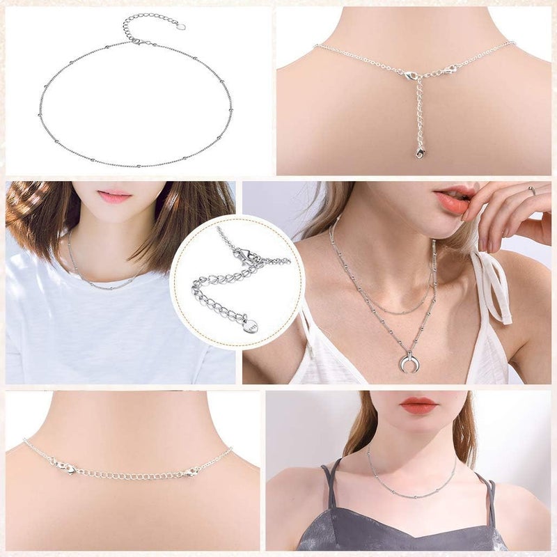 Lancharmed 3 Pcs 925 Sterling Silver Necklace Extenders for Women Durable Strong Removable Necklace Bracelet Anklet Extension Jewelry Making Chains - Image 1