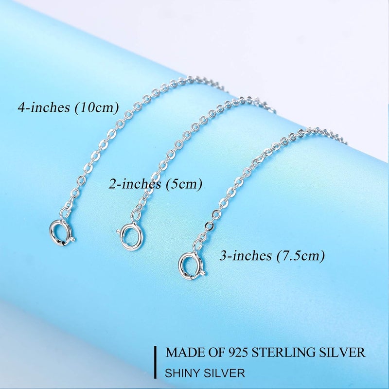 Lancharmed 3 Pcs 925 Sterling Silver Necklace Extenders for Women Durable Strong Removable Necklace Bracelet Anklet Extension Jewelry Making Chains - Image 3