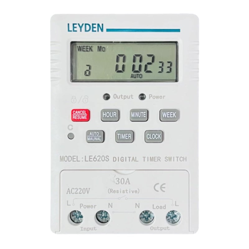 LEYDEN LE620S 220VAC Time Control Switch 18 Programs Per Day Cyclic Function Switch for Industrial Bells Sirens Motor Fogger Hydroponics System Other Application - Image 1