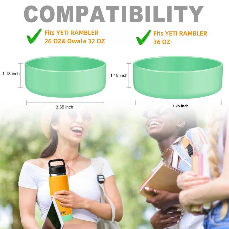 VGHNQ Silicone Bottom Boot for YETI Rambler 36 oz Bottles, Noise-canceling Sleeve Bumper, 9.5 cm Soft Cover Protector, Sports Water Bottle Accessories, BPA-Free and Anti-Slip, Seafoam - Image 2