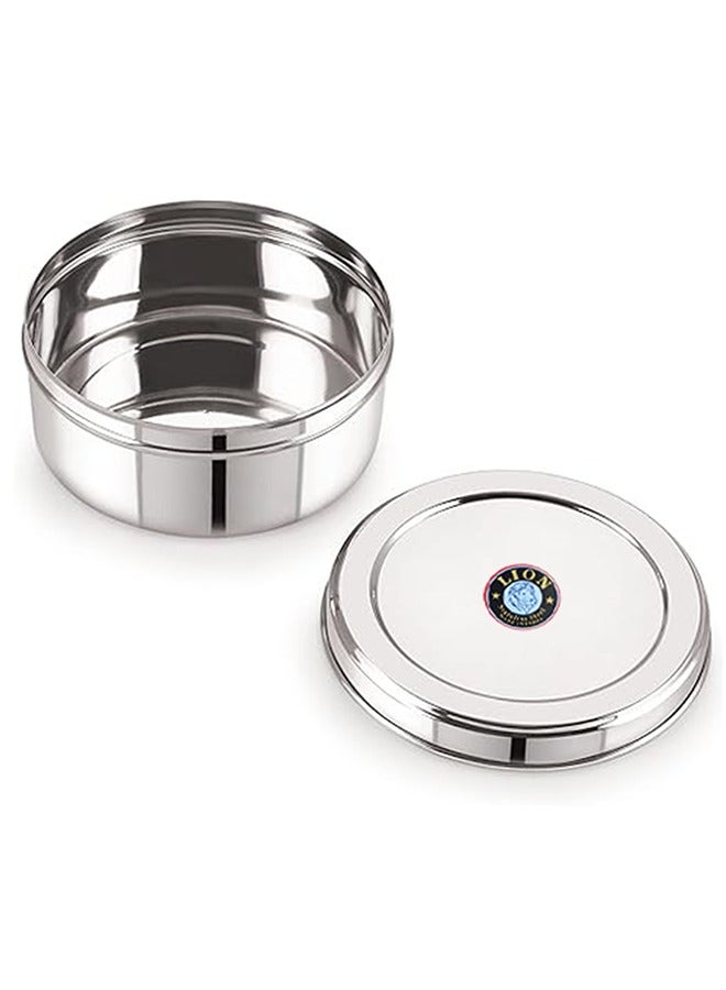 Lion Stainless Steel Puri Dabba Set – 4-Piece Food Storage and Serving Containers with Secure Lids (Sizes: 14 cm, 16.5 cm, 18 cm, 20 cm) - Image 2
