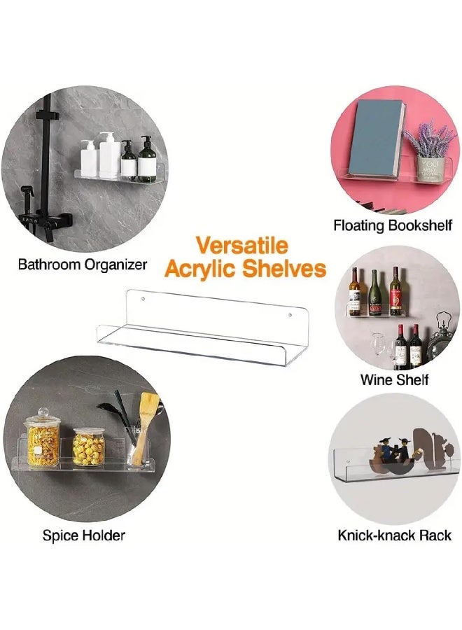 TPGP 2 Pack 10-inch Wall-Mounted Acrylic Shelves Suitable for Wall-Mounted Display Rack Storage Rack Suitable for Children's Bookshelf Room Wall Decoration Bedroom Kitchen Living Room - Image 3