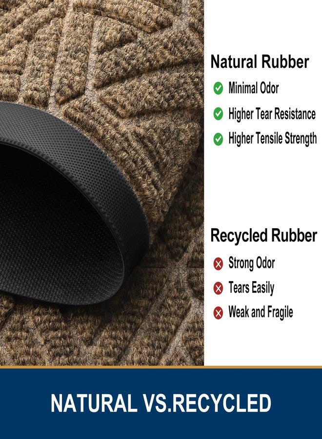 smiry سجادة باب أمامية من سميري للمدخل الخارجي، سجادة باب متينة من المطاط الطبيعي، تحجز الأوساخ والرطوبة، سهلة التنظيف، منخفضة الارتفاع للمدخل الداخلي والخارجي، شبكية هندسية (29.5 × 17، بني) - Image 5