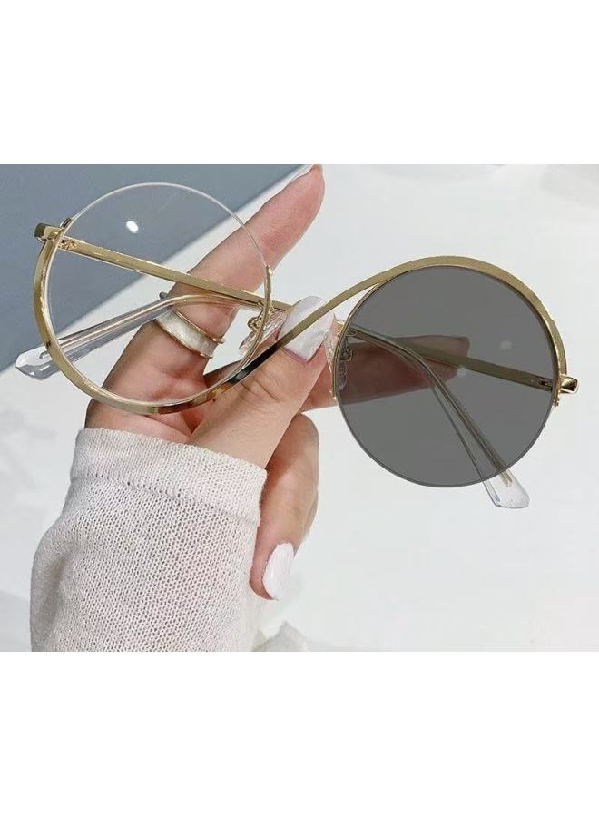 New Anti-blue Light Round Frame Plain Style Gl Frame Korean Style Personalized Fashionable Small Fresh Gl With Gl All-match Eyes