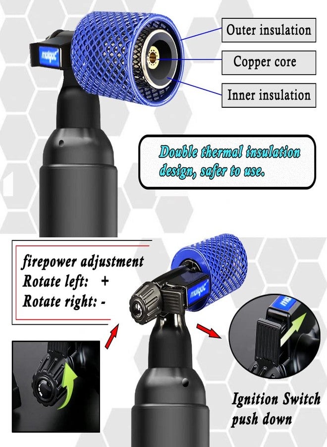 Molgoc Butane Torch with Anti-scalding Device,Stainless Steel Protective Cover,Refillable Kitchen Torch Lighter,Adjustable Flame Guard. (Butane Gas Not Included,Blue) - Image 4