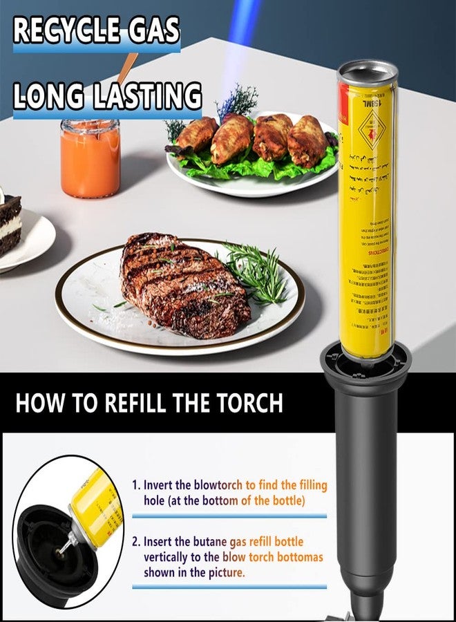 Molgoc Butane Torch with Anti-scalding Device,Stainless Steel Protective Cover,Refillable Kitchen Torch Lighter,Adjustable Flame Guard. (Butane Gas Not Included,Blue) - Image 3